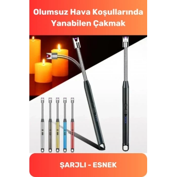 Premium Islak Rüzgar Olumsuz Hava Koşullarında Yanabilen Seyahat Kamp Metal Şarjlı Esnek Çakmak