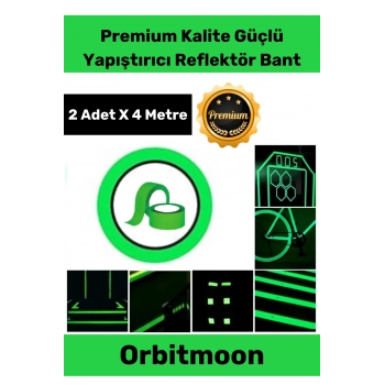 Premium Kendinden Yapışkanlı Fosforlu Karanlıkta Işık Veren Yeşil Şerit 4 Metre Reflektör Bant