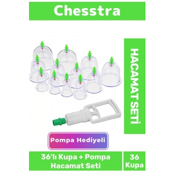 Premium Kupa Parmak Çekme Selülit Çatlak Giderici Vakumlu Masaj Aleti 36lı Kupa + Pompa Hacamat Set