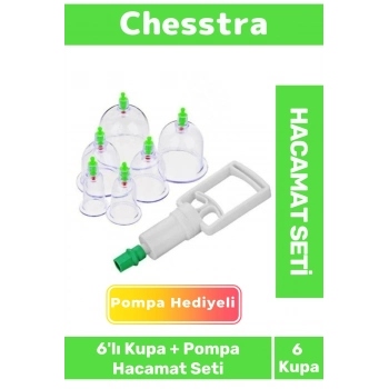 Premium Kupa Parmak Çekme Selülit Çatlak Giderici Vakumlu Masaj Aleti 6lı Kupa + Pompa Hacamat Seti