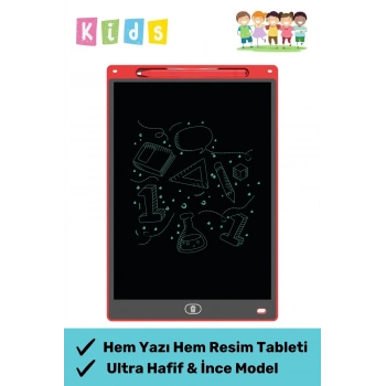 Premium Lcd Ekranlı Kalemli Dijital Çizim Tableti Yazı Tahtası Boyama Resim Akıllı Tablet 12 Inc