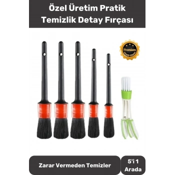 Premium Oto Uyumlu Araç Detaylı Temizlik Fırçası-5+1 Oto Araba Yıkama Klima Temizleme Fırçası