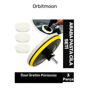 Premium Pürüzsüz Parlatıcı Etkili Yüzey Sağlayan 3 Yün Keçeli Pasta Cila Başlıklı Araba Seti