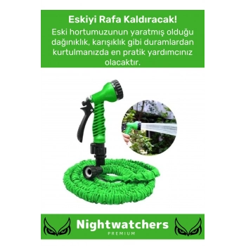 Premium Seri Dolaşmaz Kırılmaz 7 Kademeli Uzayan Bahçe Sulama Araç Yıkama Tabancalı 30 Metre Hortum