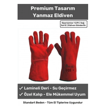 Premium Seri Isıya Dayanıklı Kaynak Yangın Su Geçirmez Çok Amaçlı Yanmaz Deri Eldiven