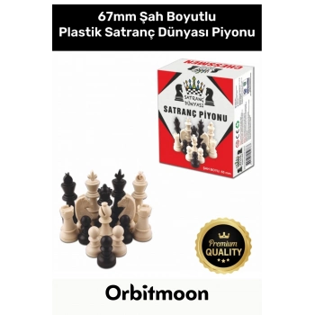 Premium Seri Şah Boyu 67mm Eksik Takımı Tamamlama Uyumlu Orta Plastik Satranç Dünyası Piyonu
