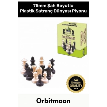 Premium Seri Şah Boyu 75mm Eksik Takımı Tamamlama Uyumlu Orta Plastik Satranç Dünyası Piyonu