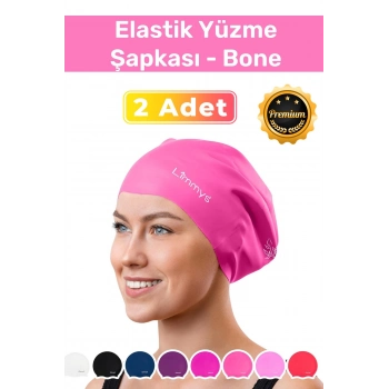 Premium Seri Su Geçirmez Silikon Yüzücü Havuz Deniz Bonesi Elastik Yüzme Şapkası 2li Set