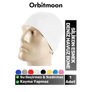 Premium Seri Su Geçirmez Sızdırmaz Kaymaz Silikon Yüzücü Elastik Yüzme Şapkası Havuz Deniz Bonesi