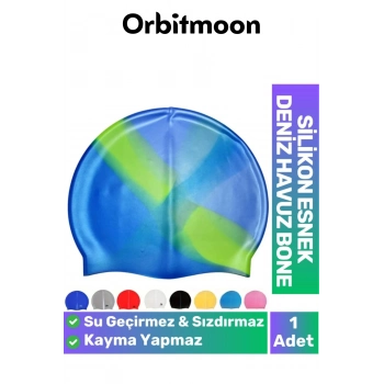 Premium Seri Su Geçirmez Sızdırmaz Kaymaz Silikon Yüzücü Elastik Yüzme Şapkası Havuz Deniz Bonesi
