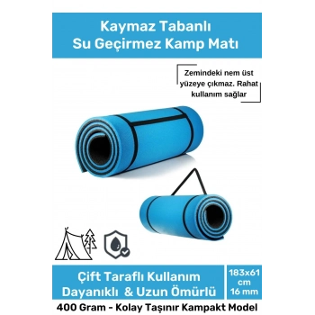 Premium Su Geçirmez Konforlu Taşıma Askılı Çift Taraflı Zemin Çadır Uyku Kamp Matı Yer Minderi 16mm