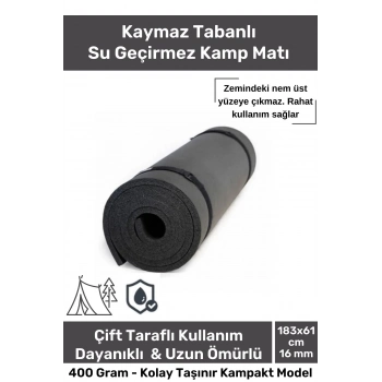 Premium Su Geçirmez Konforlu Taşıma Askılı Çift Taraflı Zemin Çadır Uyku Kamp Matı Yer Minderi 16mm