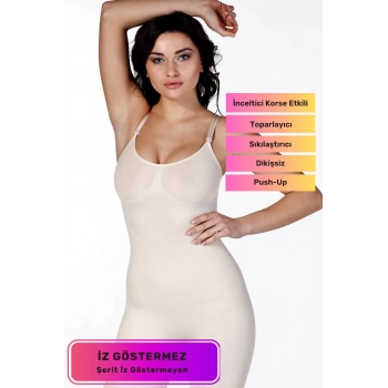Premium Vücut Şekillendirici Kaymaz Toparlayıcı Sıkılaştırıcı Tam Boy Omuz Ayarlanabilen Hayalet Korse
