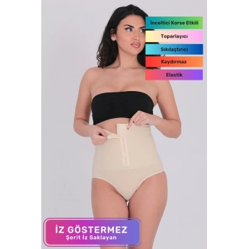 Premium Toparlayıcı Sıkılaştırıcı Vücut Şekillendirici Kaymaz Ağraflı Yüksek Bel Slip Korse