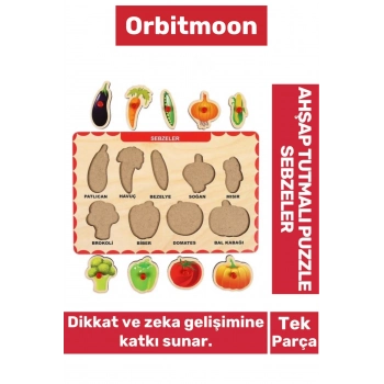 Premium Üretim Zeka Geliştirici Eğitici Öğretici Ebeveyn Çocuk Sebzeler Ahşap Tutmalı Puzzle