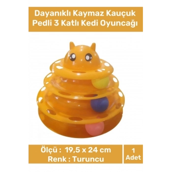 Premium Ürün 3 Toplu Eğlenceli Dayanıklı Kaymaz Kauçuk Pedli 3 Katlı Kedi Oyuncağı 19,5 cm x 24cm