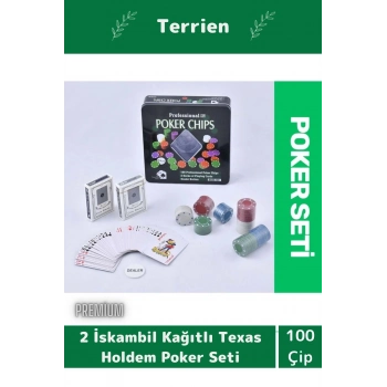 Profesyonel Blackjack 100 Poker Çipli 2 İskambil Kağıtlı Texas Holdem Casino Metal Poker Oyunu Seti