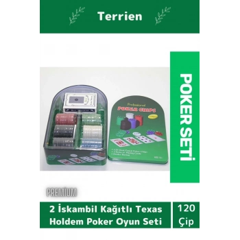 Profesyonel Blackjack 120 Poker Çipli 2 İskambil Kağıtlı Texas Holdem Casino Metal Poker Oyunu Seti