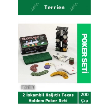 Profesyonel Blackjack 200 Poker Çipli 2 İskambil Kağıtlı Texas Holdem Casino Metal Poker Oyunu Seti