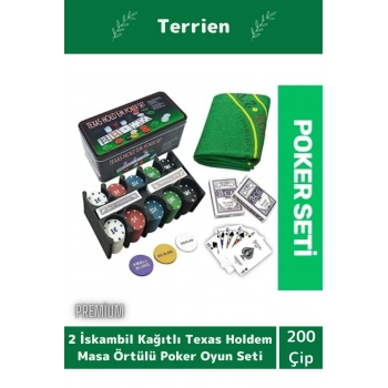 Profesyonel Blackjack 200 Poker Çipli 2 İskambil Kağıtlı Texas Holdem Casino Metal Poker Oyunu Seti