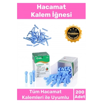 Profesyonel Tüm Kalemlerle Uyumlu Şeker Parmak Delme Hacamat 200 Adet Kalem İğnesi - 4 Kutu