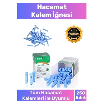 Profesyonel Tüm Kalemlerle Uyumlu Şeker Parmak Delme Hacamat 250 Adet Kalem İğnesi - 5 Kutu
