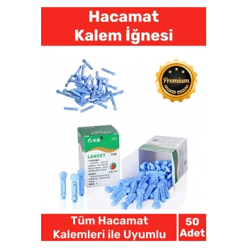 Profesyonel Tüm Kalemlerle Uyumlu Şeker Parmak Delme Hacamat 50 Adet Kalem İğnesi - 1 Kutu