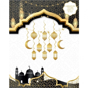 #TavanSüsü Metalize Gold Zarif Şık Dekoratif Manevi Hava 10lu Ramazan Tavan Süsü