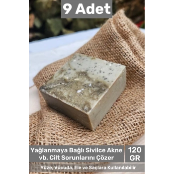 #sabun %100 Doğal Güzel Kokulu El Yüz Saç Cilt Vücut Orijinal Bitkisel Kil Sabunu 120g - 9 Adet