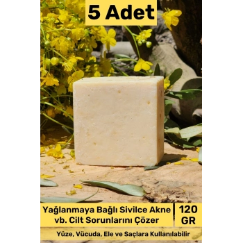 #sabun %100 Doğal Güzel Kokulu El Yüz Saç Cilt Vücut Orijinal Bitkisel Limon Sabunu 120g - 5 Adet