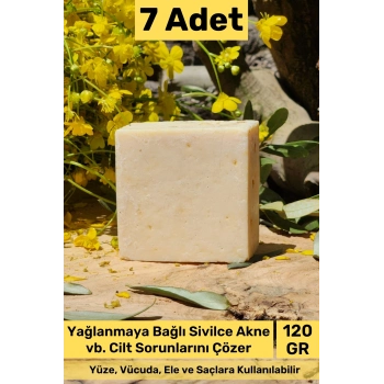 #sabun %100 Doğal Güzel Kokulu El Yüz Saç Cilt Vücut Orijinal Bitkisel Limon Sabunu 120g - 7 Adet