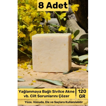 #sabun %100 Doğal Güzel Kokulu El Yüz Saç Cilt Vücut Orijinal Bitkisel Limon Sabunu 120g - 8 Adet