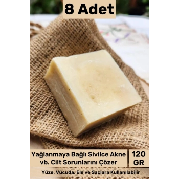 #sabun %100 Doğal Güzel Kokulu El Yüz Saç Cilt Vücut Orijinal Bitkisel Sarımsak Sabunu 120g - 8 Adet