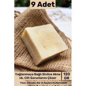 #sabun %100 Doğal Güzel Kokulu El Yüz Saç Cilt Vücut Orijinal Bitkisel Sarımsak Sabunu 120g - 9 Adet