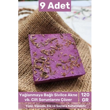 #sabun %100 Doğal Güzel Kokulu El Yüz Saç Cilt Vücut Orijinal Lavanta Sabunu 120g - 9 Adet
