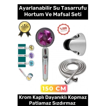 Sağlam Kopmaz Paslanmaz Turbo Duş Başlığı Basınçlı Ayarlanabilir Su Tasarrufu Hortum Mafsal Seti