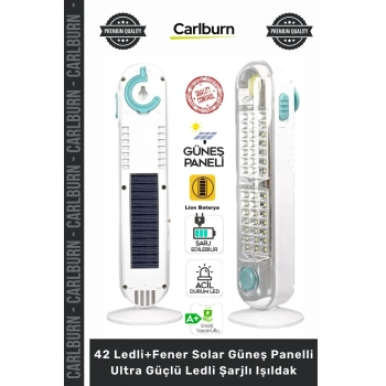 #ŞarjlıIşıldak Masa Lambası V005 42 Ledli+Fener Solar Güneş Panelli Ultra Güçlü Ledli Şarjlı Işıldak