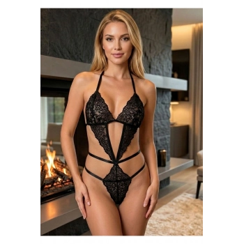 #FanteziBodysuit Fantezi Şık Kaliteli Kumaş Gecelik Standart Beden Siyah Dantel Bodysuit
