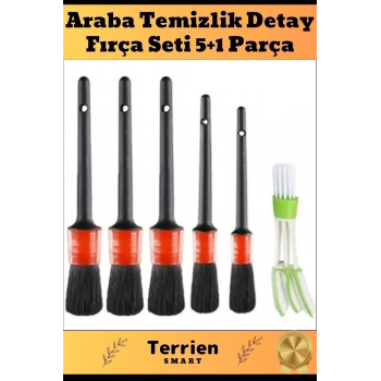 Smart Seri Özel Üretim Araba Temizlik Detay Fırçası 5+1 Set Uzun Kıllı Farklı Alanlarda Kullanım
