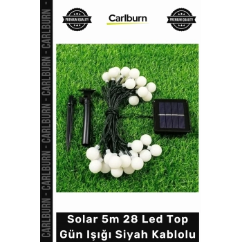 #solar Bahçe Aydınlatma Dekor Dış Mekan Güneş Enerjili Solar 5m 28 Led Top Gün Işığı Siyah Kabl