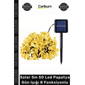 #Solar Bahçe Aydınlatma Dekoratif Dış Mekan Solar 5m 50 Led Papatya Gün Işığı 8 Fonksiyonlu