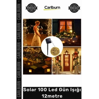 #Solar Bahçe Dekorasyon Dış Mekan Su Geçirmez MZ66 100 Led Aydınlatma Solar Led Gün Işığı 12m