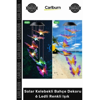 #Solar Dekoratif Peyzaj Aydınlatma Solar Led Işıklı Kelebekli Bahçe Dekoru 6 Ledli Renkli Işık