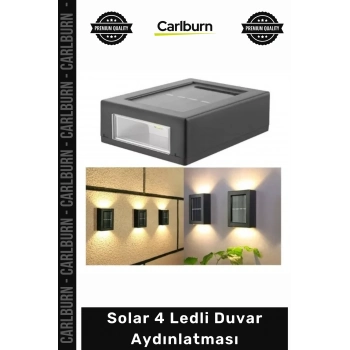 #Solar Dış Mekan Bahçe Su Geçirmez IP65 Gün Işığı Dekoratif Solar 4 Ledli Duvar Aydınlatması