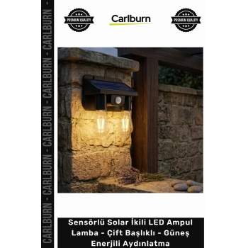 #Solar Dış Mekan Sensörlü Solar İkili LED Ampul Lamba Çift Başlıklı Güneş Enerjili Aydınlatma