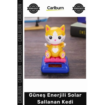 #Solar Şans Getiren Dekoratif Araba Süsü Ofis Masa Hediyesi Güneş Enerjili Solar Sallanan Kedi