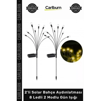#Solar Su Geçirmez Dekoratif Peyzaj Lambası 2li Solar Bahçe Aydınlatması 8 Ledli 2 Modlu Gün Işığı
