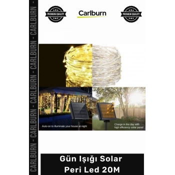 #SolarLed Gün Işığı 200 Ledli Su Geçirmez 8 Fonksiyonlu Bahçe Balkon Süsleme Solar Peri Led 20M