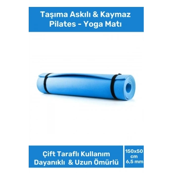 Taşıma Askılı Konfor Modeli Çift Taraflı Kaymaz Yoga Meditasyon Minderi Mavi Mat