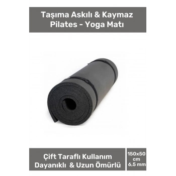 Taşıma Askılı Konfor Modeli Çift Taraflı Kaymaz Yoga Meditasyon Minderi Siyah Mat